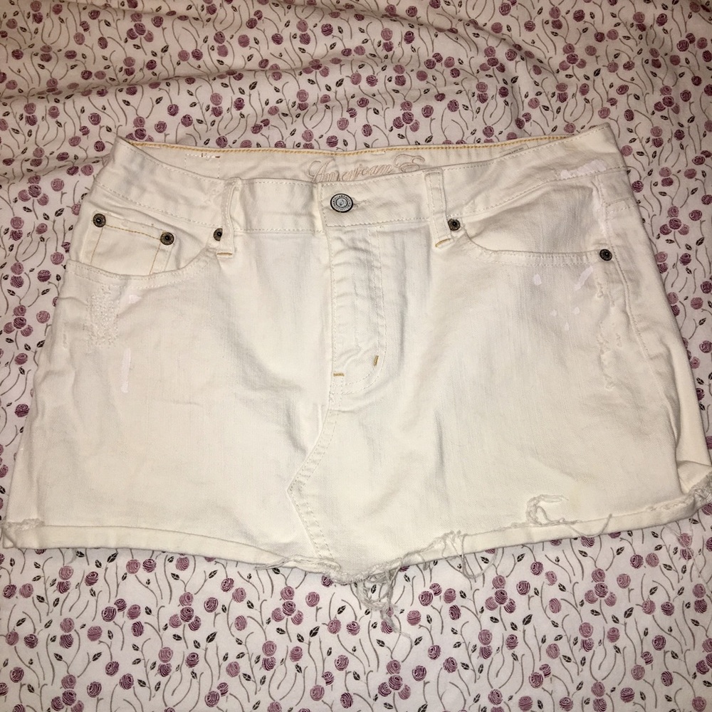 American eagle white jean skirt